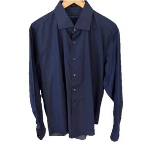 Peter Millar Button Down Shirt Mens XL Blue Grid Long Sleeve Top 100% Cotton